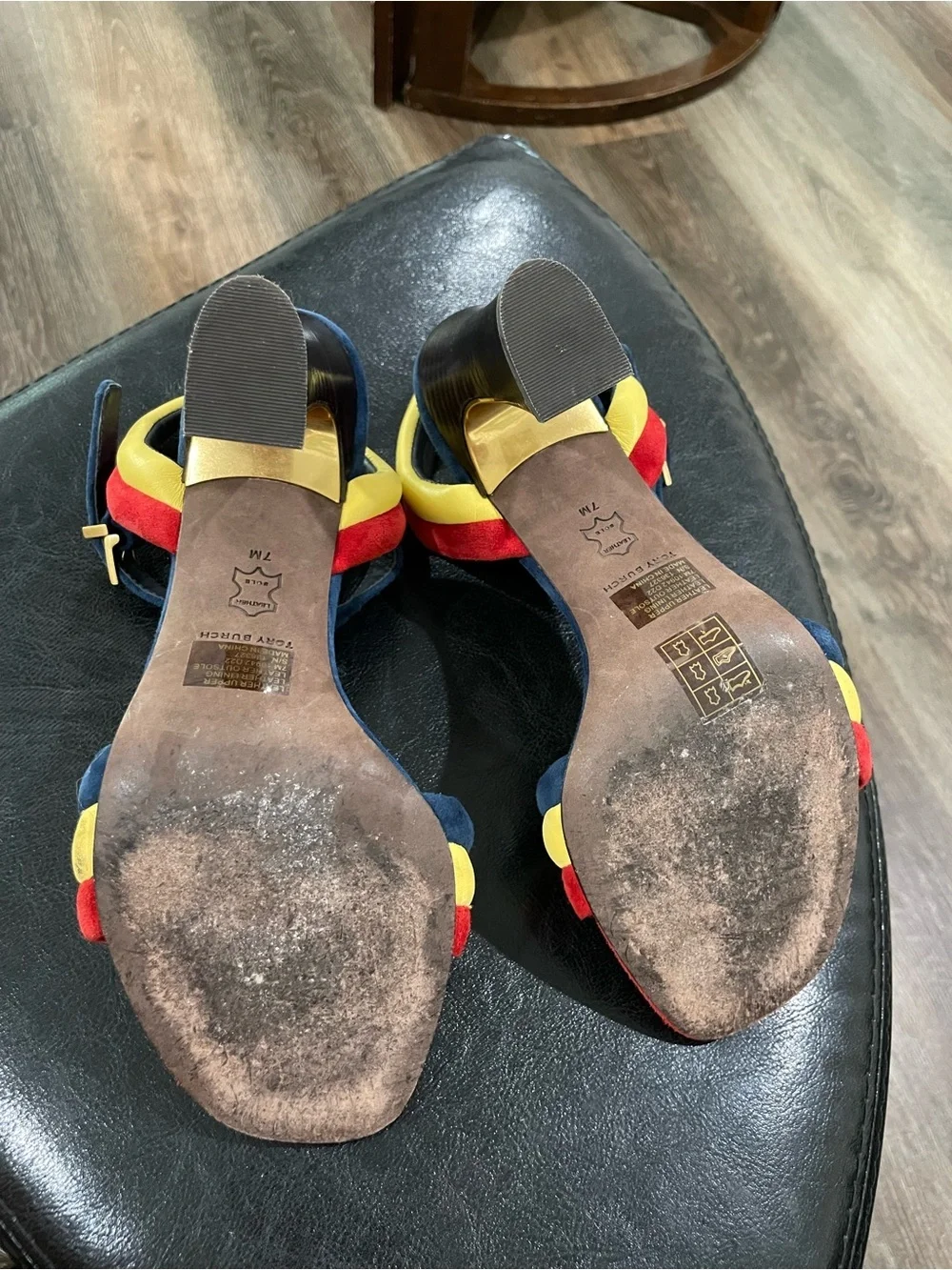 Tory Burch Multicolor Strappy Block Heel PUFFED UP SANDAL Size 7